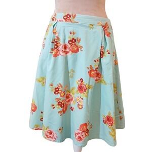 Matilda Jane Midi Skirt Light Blue Floral Print Pleated Pockets Elastic Waist XS